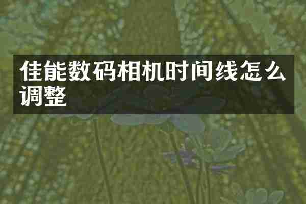佳能数码相机时间线怎么调整