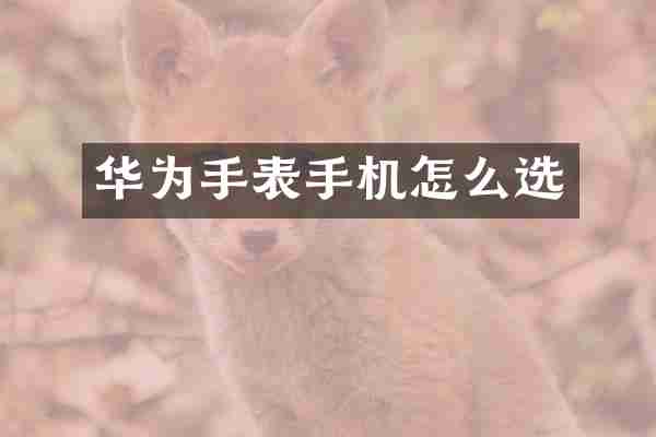 华为手表手机怎么选