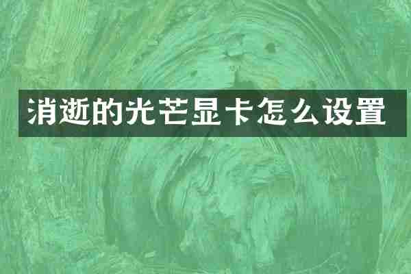 消逝的光芒显卡怎么设置