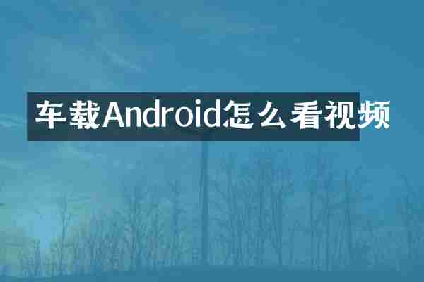 车载Android怎么看视频