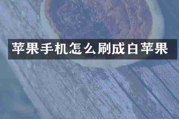 苹果手机怎么刷成白苹果