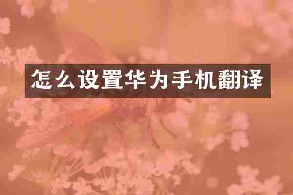 怎么设置华为手机翻译