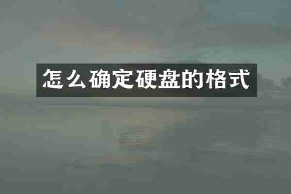 怎么确定硬盘的格式