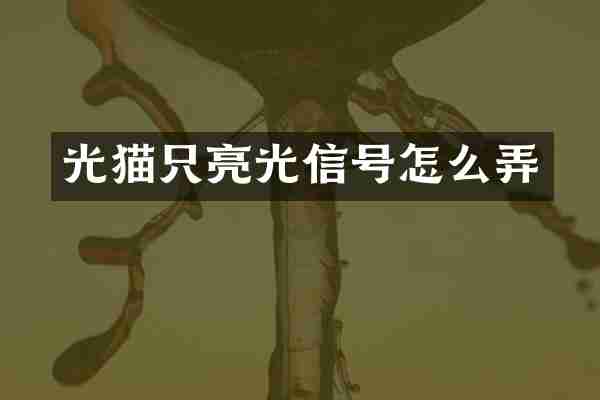 光猫只亮光信号怎么弄