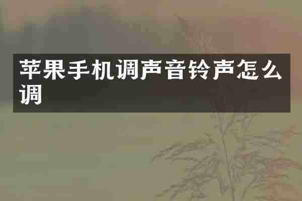 苹果手机调声音铃声怎么调