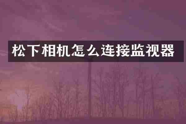 松下相机怎么连接监视器