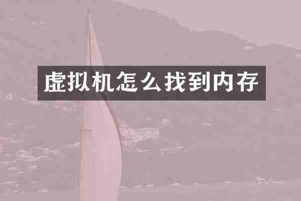 虚拟机怎么找到内存