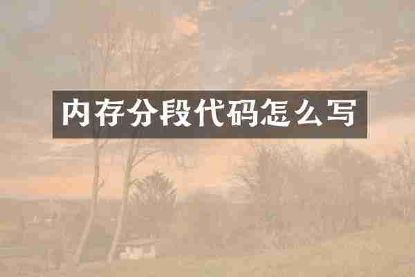 内存分段代码怎么写