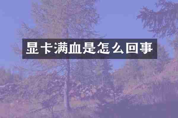 显卡满血是怎么回事