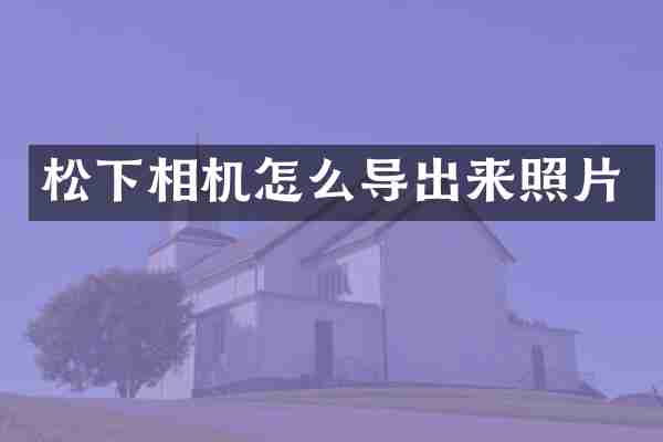 松下相机怎么导出来照片