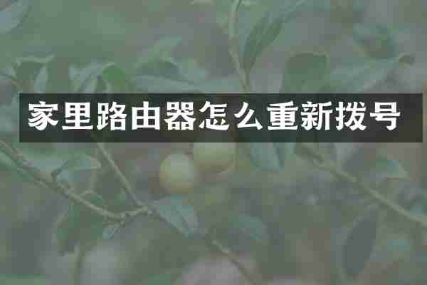 家里路由器怎么重新拨号