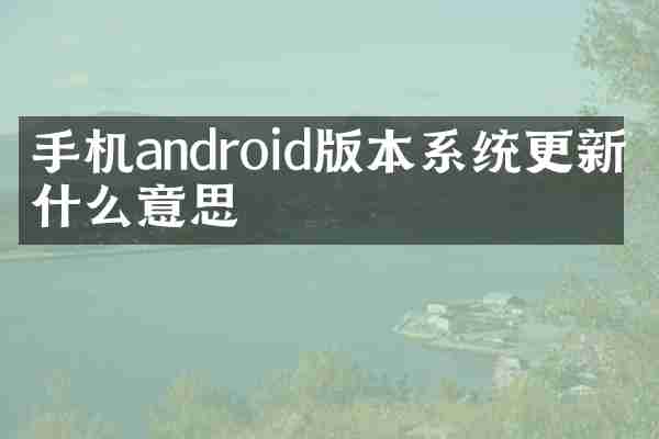 手机android版本系统更新了什么意思
