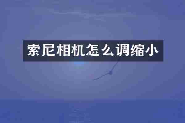 索尼相机怎么调缩小