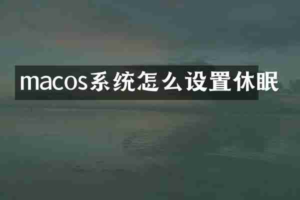 macos系统怎么设置休眠