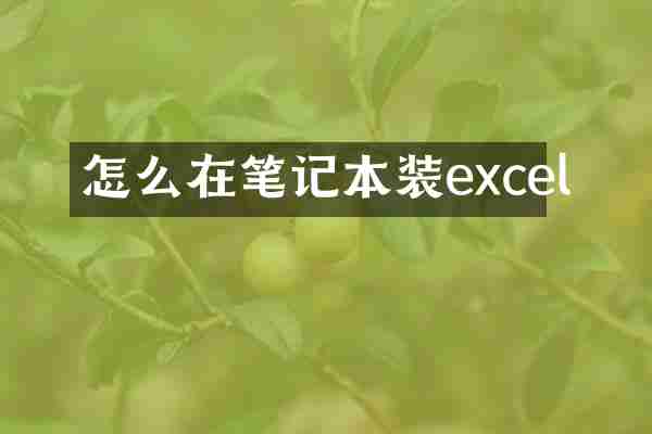 怎么在笔记本装excel