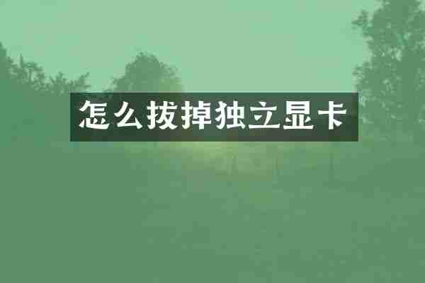怎么拔掉独立显卡