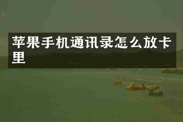 苹果手机通讯录怎么放卡里