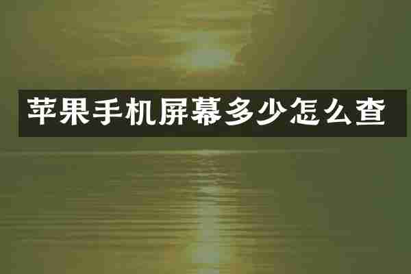 苹果手机屏幕多少怎么查