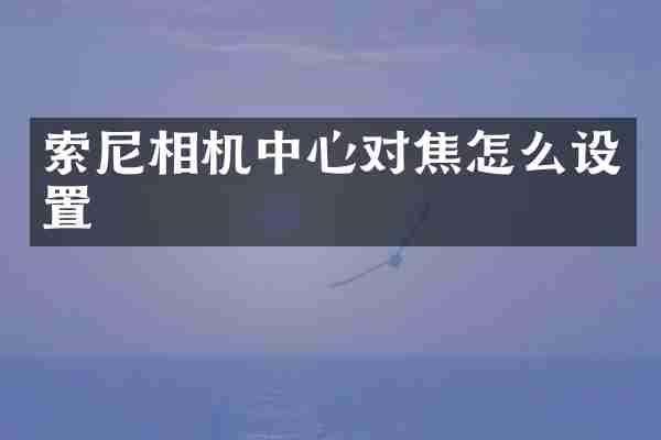 索尼相机中心对焦怎么设置