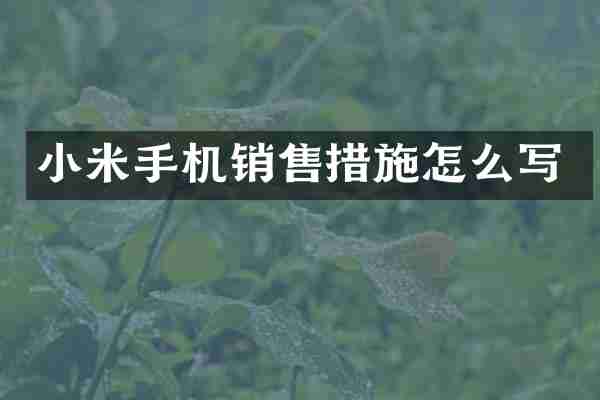小米手机销售措施怎么写