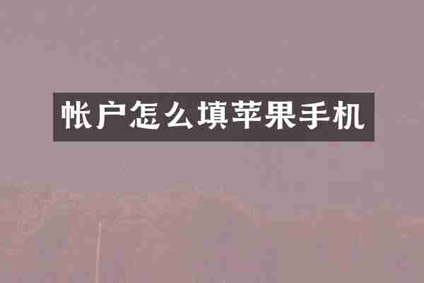 帐户怎么填苹果手机