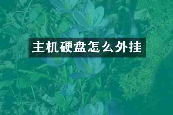 主机硬盘怎么外挂