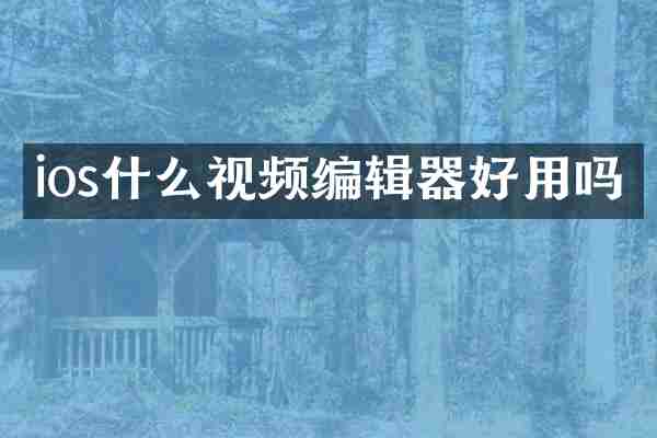 ios什么视频编辑器好用吗