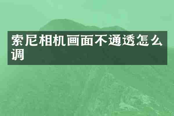 索尼相机画面不通透怎么调