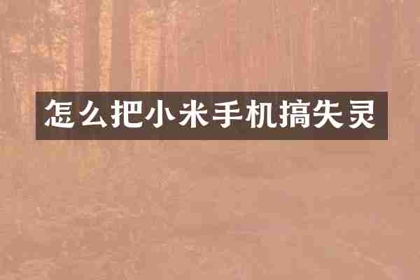 怎么把小米手机搞失灵
