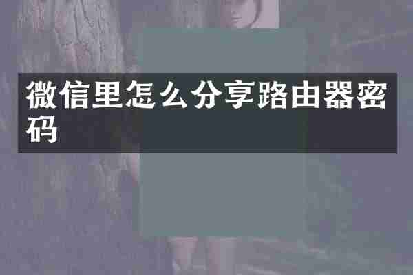 微信里怎么分享路由器密码