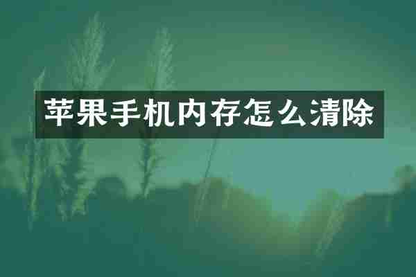 苹果手机内存怎么清除