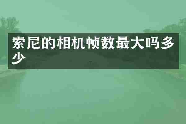 索尼的相机帧数最大吗多少