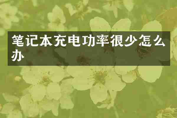 笔记本充电功率很少怎么办