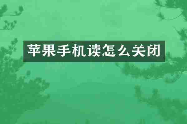 苹果手机读怎么关闭