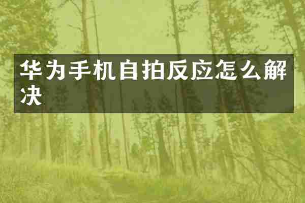 华为手机自拍反应怎么解决