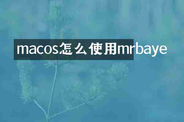 macos怎么使用mrbaye