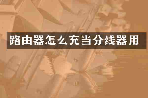 路由器怎么充当分线器用