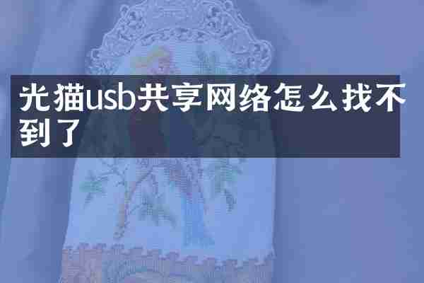 光猫usb共享网络怎么找不到了