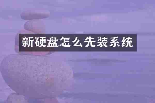 新硬盘怎么先装系统