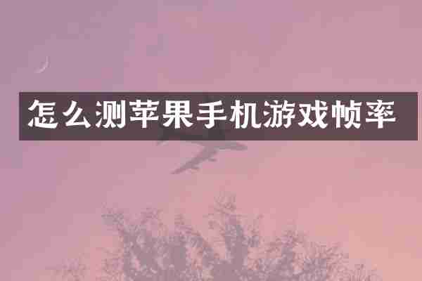怎么测苹果手机游戏帧率