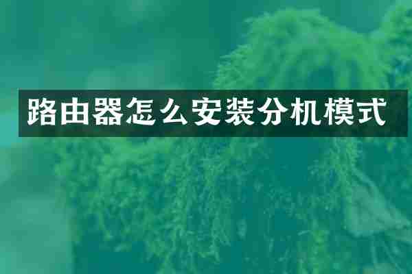 路由器怎么安装分机模式