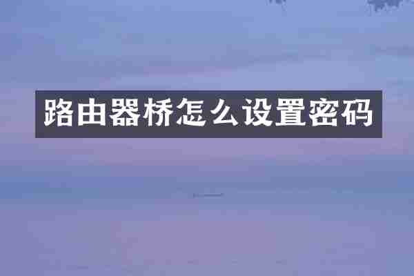 路由器桥怎么设置密码