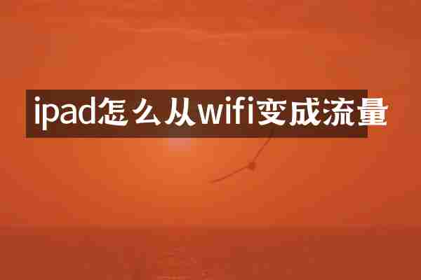 ipad怎么从wifi变成流量