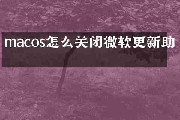 macos怎么关闭微软更新助手