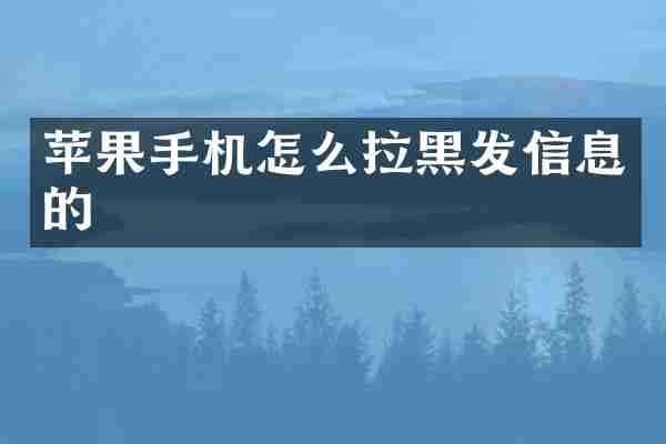 苹果手机怎么拉黑发信息的