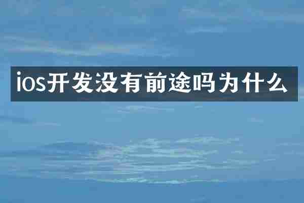 ios开发没有前途吗为什么