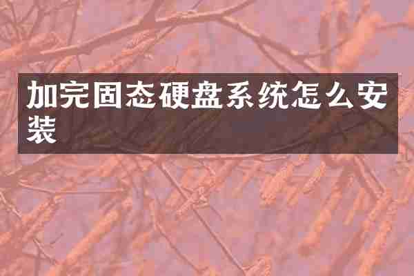 加完固态硬盘系统怎么安装