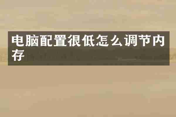电脑配置很低怎么调节内存