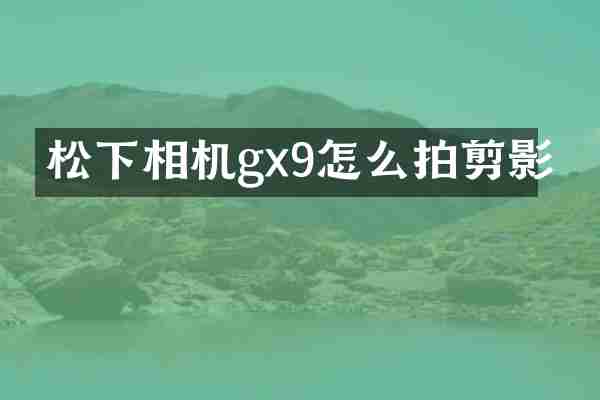 松下相机gx9怎么拍剪影