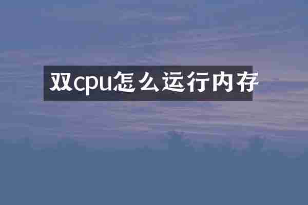 双cpu怎么运行内存